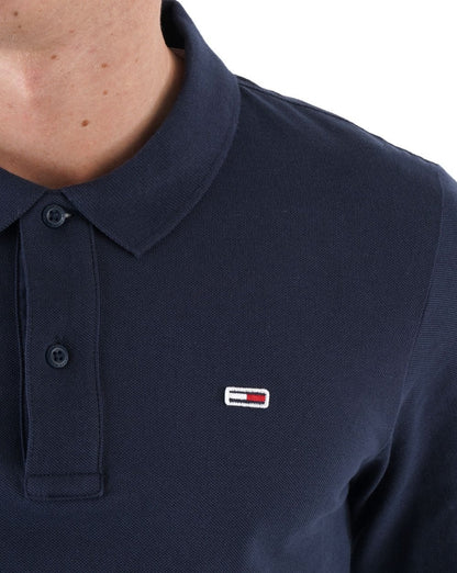 Tommy Jeans Long Sleeve Polo Shirt Navy