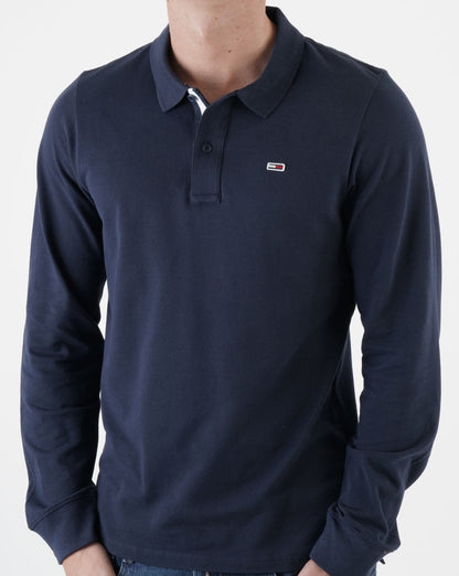 Tommy Jeans Long Sleeve Polo Shirt Navy