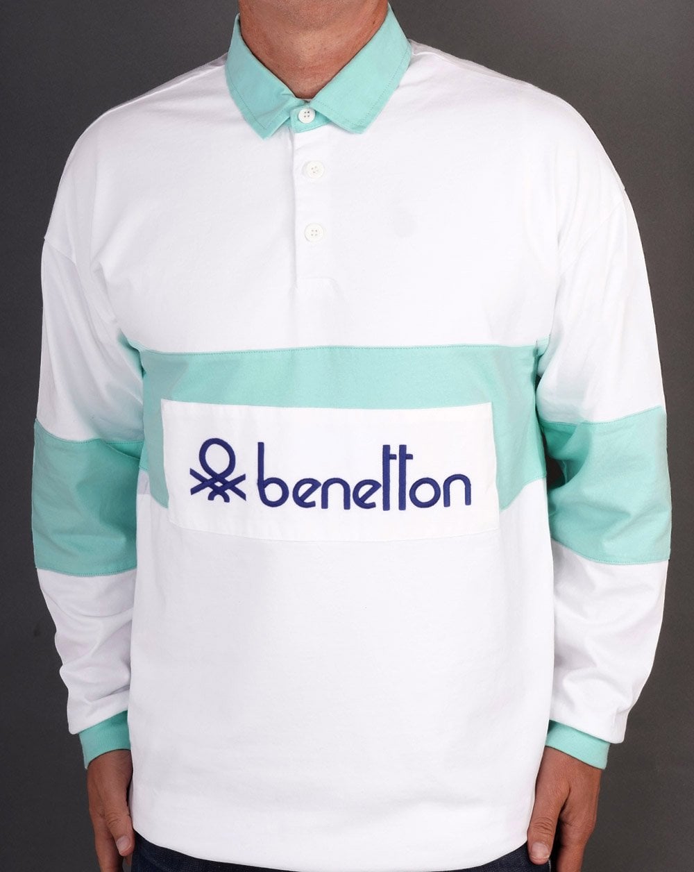 Benetton Rugby Shirt White/ Mint