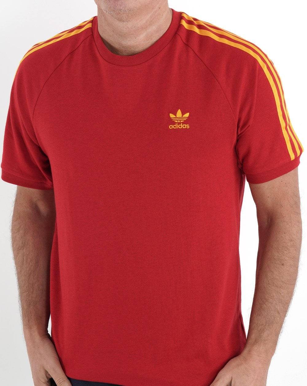 Adidas Originals 3 Stripes T Shirt Red/Yellow