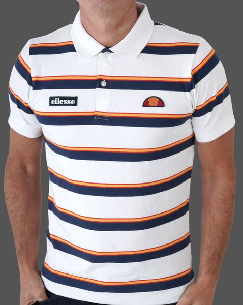 Ellesse Corp Multi Stripe Polo Shirt White