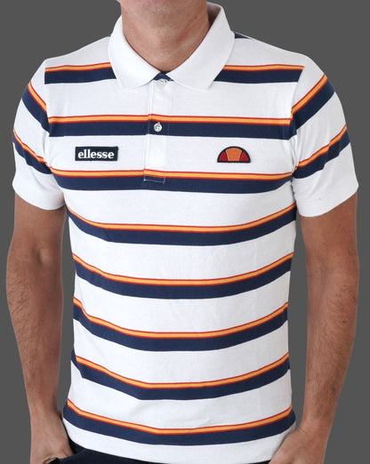 Ellesse Corp Multi Stripe Polo Shirt White