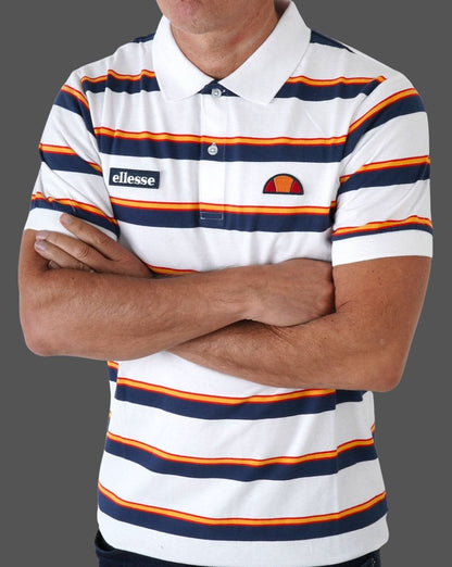 Ellesse Corp Multi Stripe Polo Shirt White