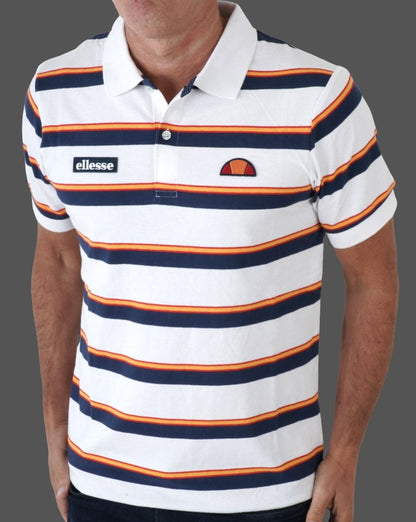 Ellesse Corp Multi Stripe Polo Shirt White