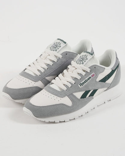 Reebok Classic Leather Trainers Chalk White / Grey / green