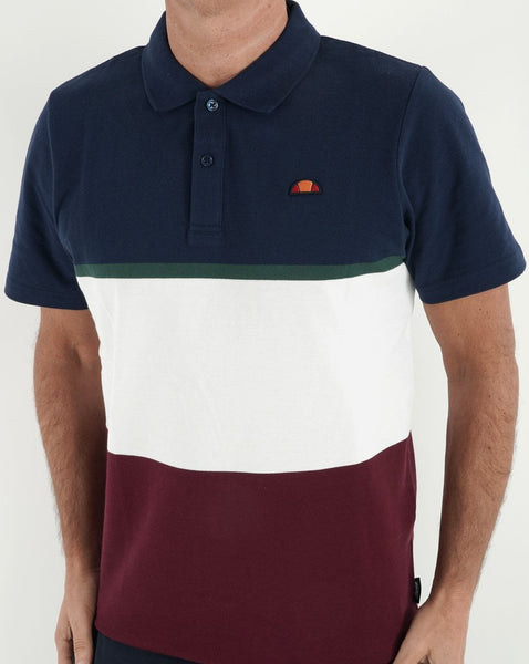 Ellesse Capello Polo Shirt Navy/White/Burgundy