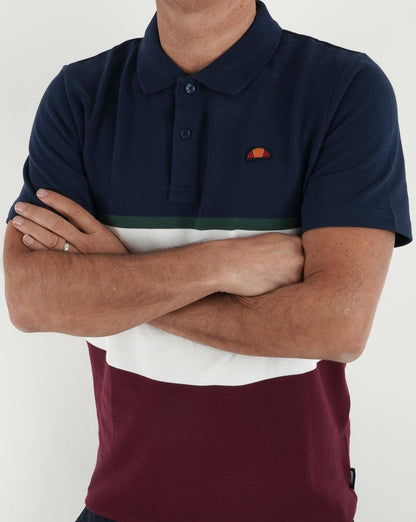 Ellesse Capello Polo Shirt Navy/White/Burgundy