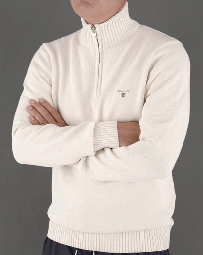Gant Casual Cotton Half Zip Cream