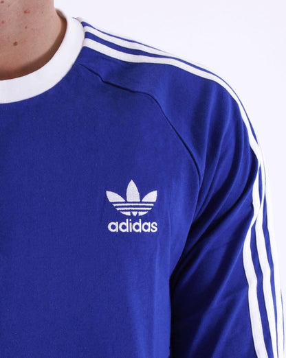 Adidas Originals 3 Stripes LS T Shirt Blue