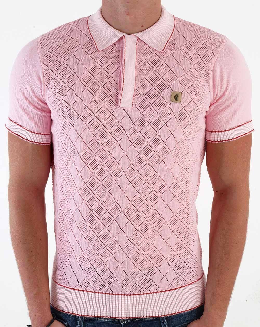 Gabicci Vintage Dafoe Knit Polo Pink