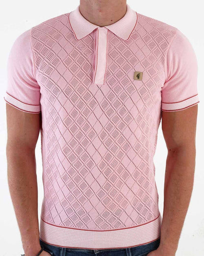 Gabicci Vintage Dafoe Knit Polo Pink