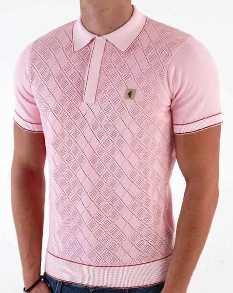 Gabicci Vintage Dafoe Knit Polo Pink