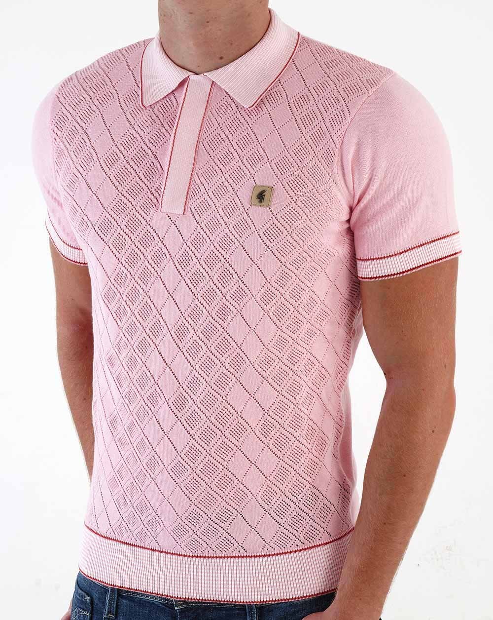 Gabicci Vintage Dafoe Knit Polo Pink