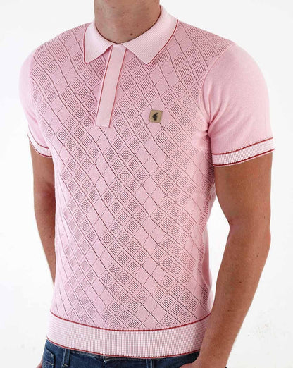 Gabicci Vintage Dafoe Knit Polo Pink