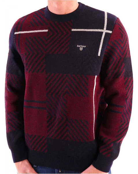 Barbour Warsall Crew Knit Burgundy/Navy