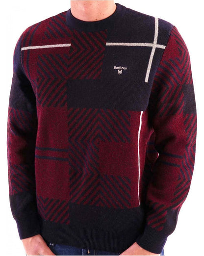 Barbour Warsall Crew Knit Burgundy/Navy