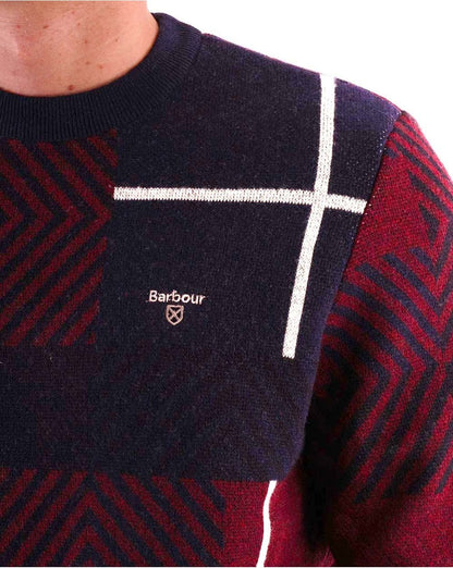 Barbour Warsall Crew Knit Burgundy/Navy