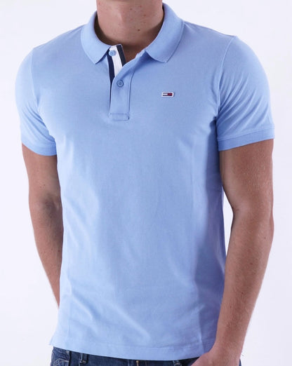 Tommy Jeans Signature Placket Polo Shirt Pearly Blue