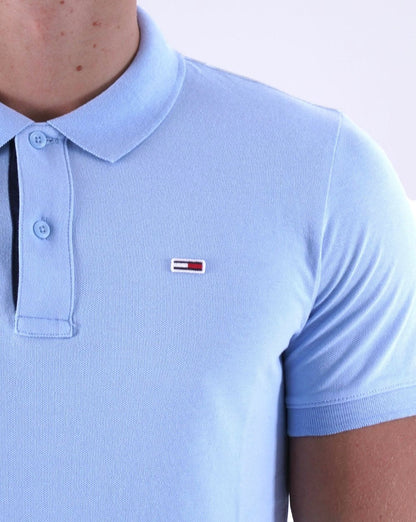 Tommy Jeans Signature Placket Polo Shirt Pearly Blue