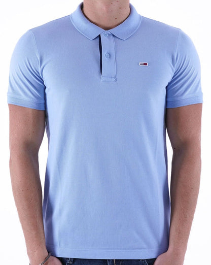 Tommy Jeans Signature Placket Polo Shirt Pearly Blue