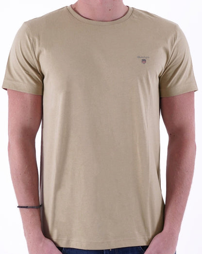 Gant Solid Crew Neck T Shirt Hazelwood Beige