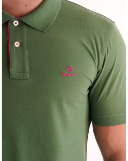 Gant Contrast Collar Leaf Green/Pink