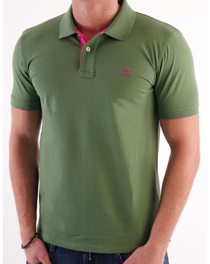 Gant Contrast Collar Leaf Green/Pink