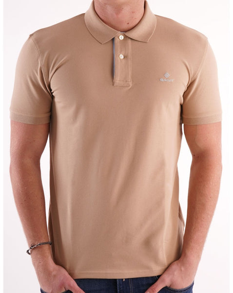 Gant Contrast Collar Polo Beige/Sky Blue