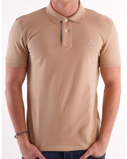 Gant Contrast Collar Polo Beige/Sky Blue