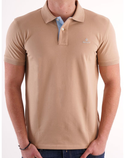 Gant Contrast Collar Polo Beige/Sky Blue