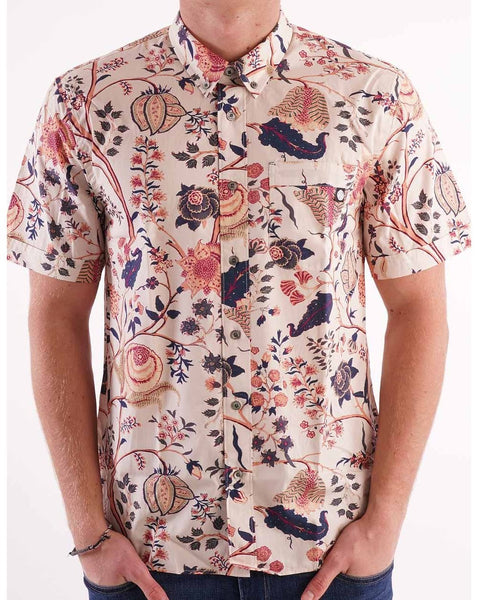 Pretty Green Larman Short Sleeve Shirt Stone