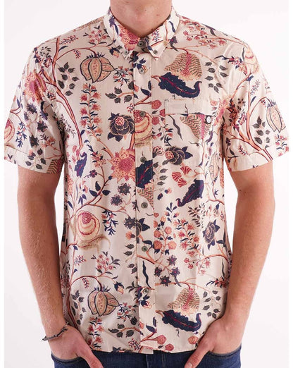 Pretty Green Larman Short Sleeve Shirt Stone