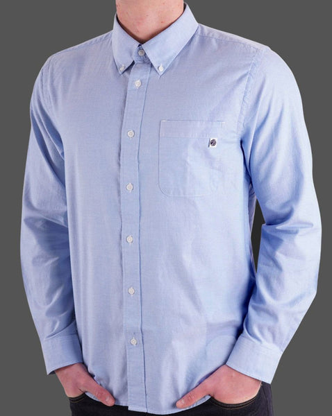Pretty Green Oxford Long Sleeve Shirt Blue