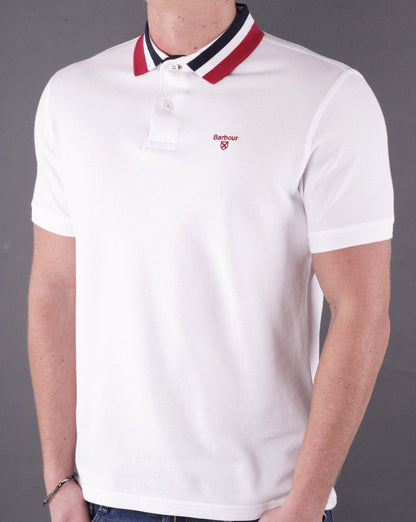 Barbour Hawkeswater Tipped Polo White/Red/Blue