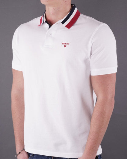 Barbour Hawkeswater Tipped Polo White/Red/Blue