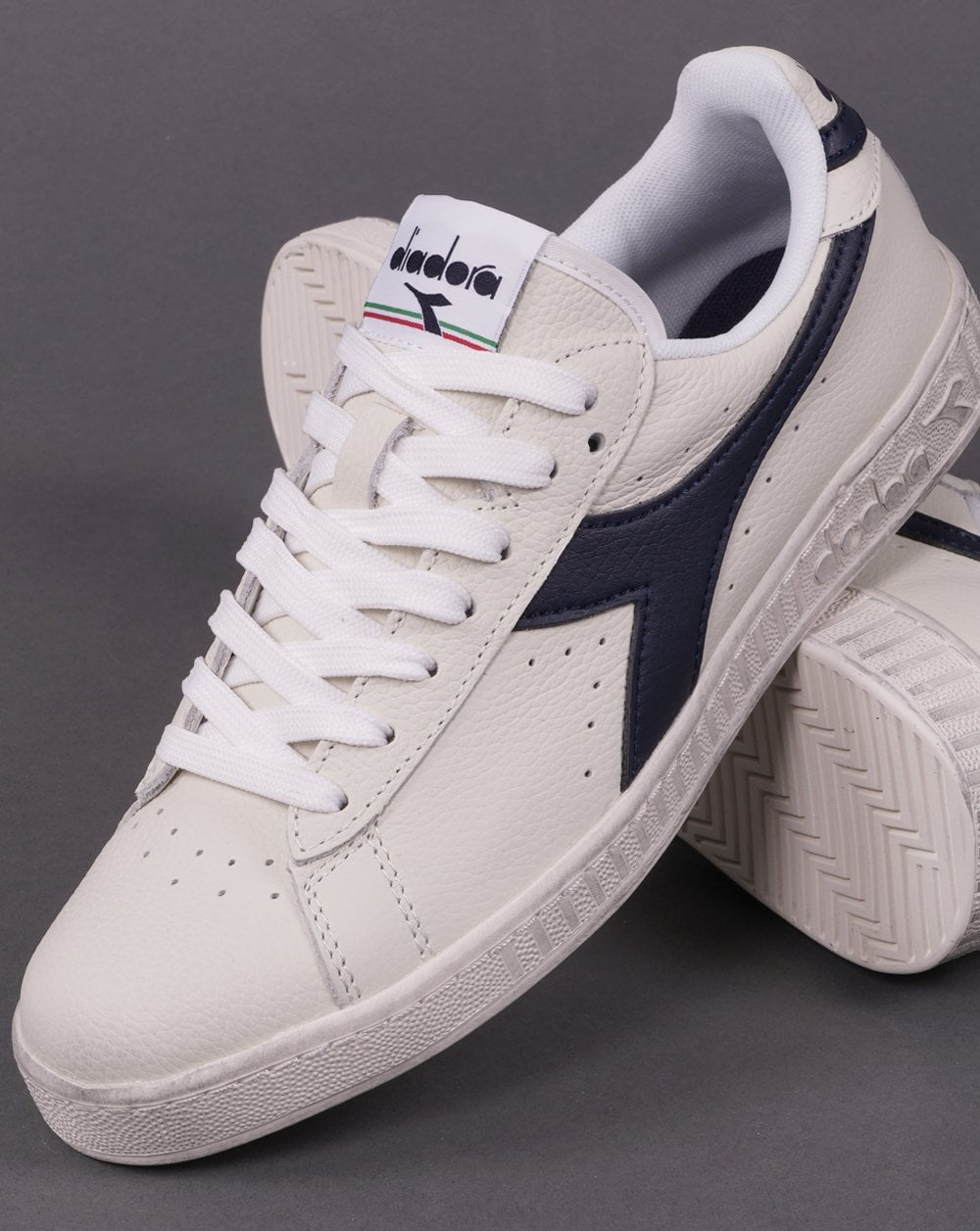 Diadora Game L Low Waxed Trainer White Navy