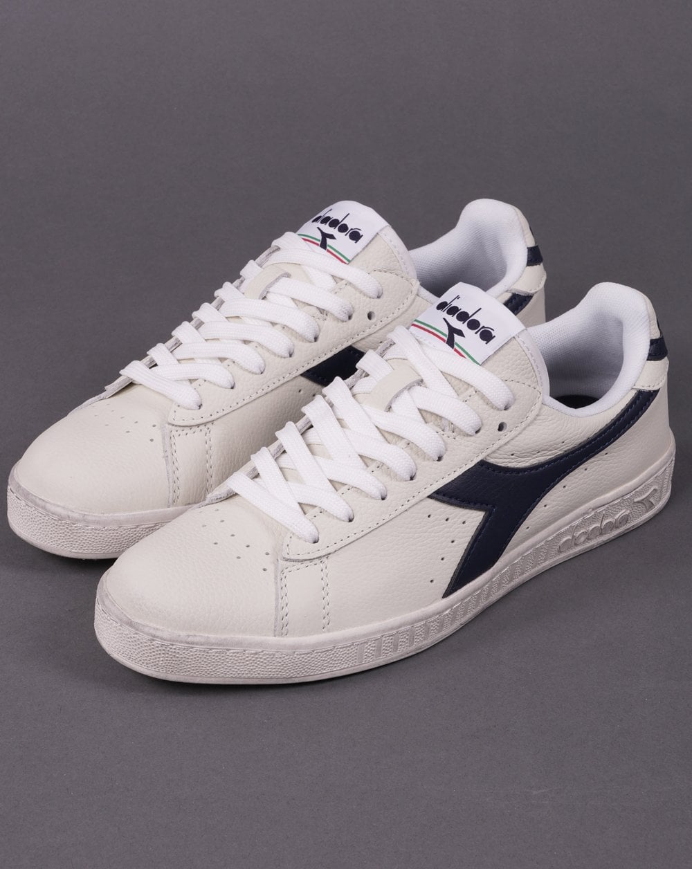 Diadora Game L Low Waxed Trainer White Navy