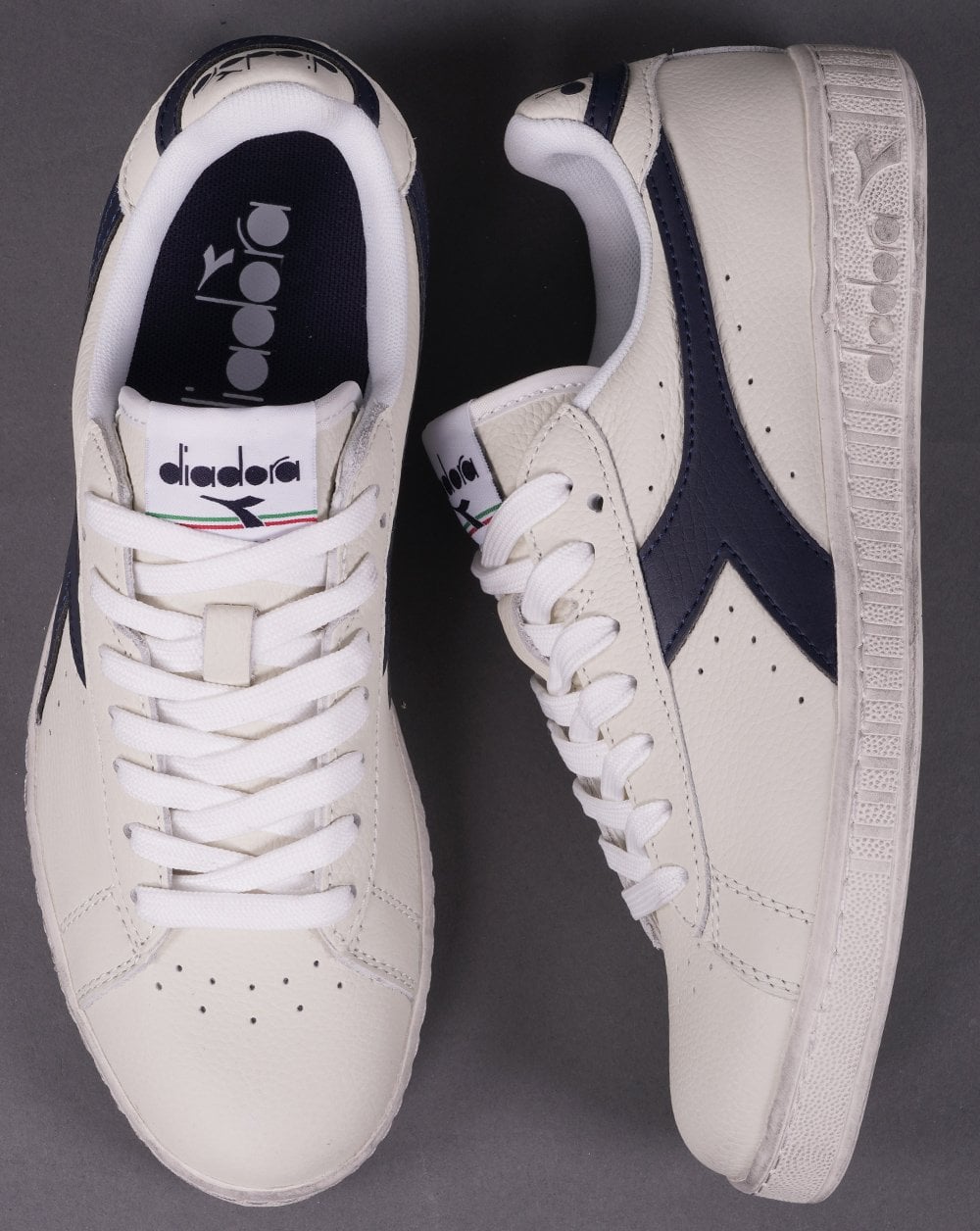 Diadora Game L Low Waxed Trainer White Navy