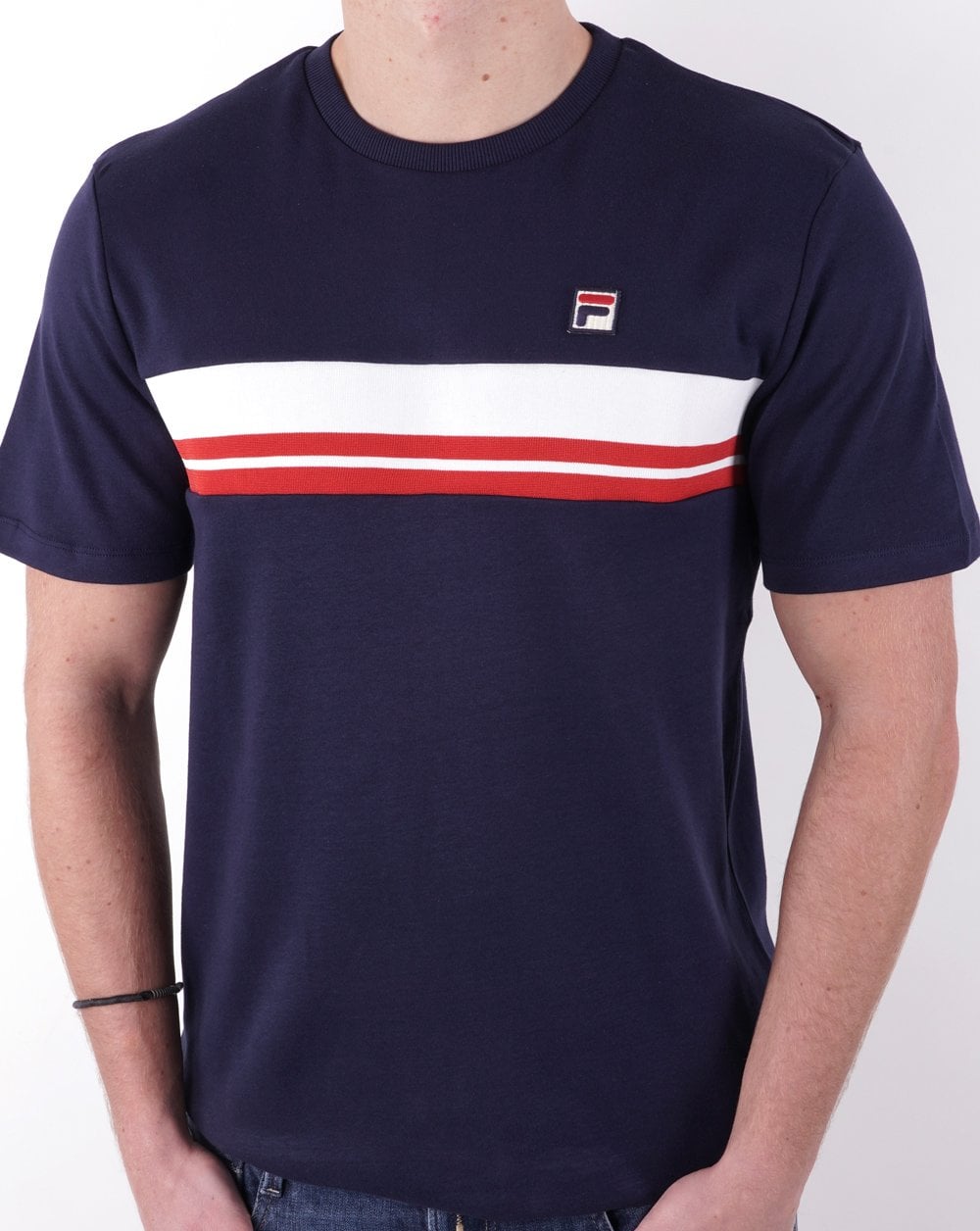 Fila Vintage Cooper T Shirt Navy/White/Red