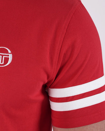 Sergio Tacchini 2 Stripe T Shirt Red White