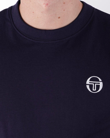 Sergio Tacchini 2 Stripe T Shirt Navy Gold