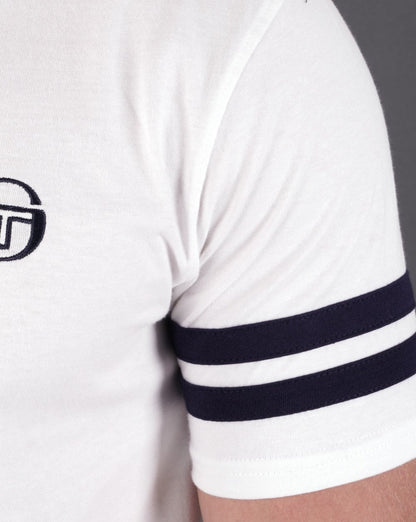 Sergio Tacchini 2 Stripe T Shirt White Navy