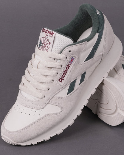 Reebok Classic Leather Trainers Chalk White/Dark Green