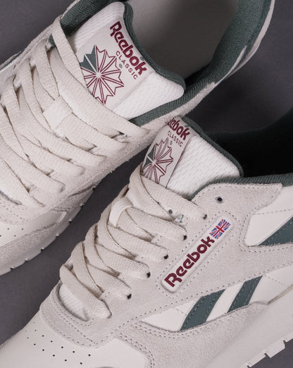 Reebok Classic Leather Trainers Chalk White/Dark Green