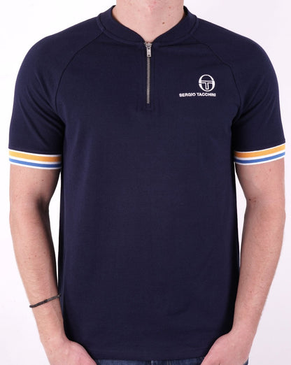 Sergio Tacchini Henley Zip T-shirt Navy Blue