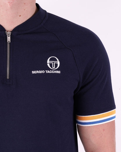 Sergio Tacchini Henley Zip T-shirt Navy Blue