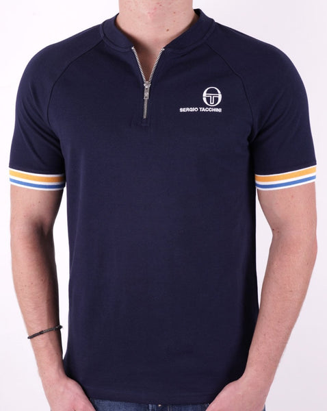 Sergio Tacchini Henley Zip T-shirt Navy Blue