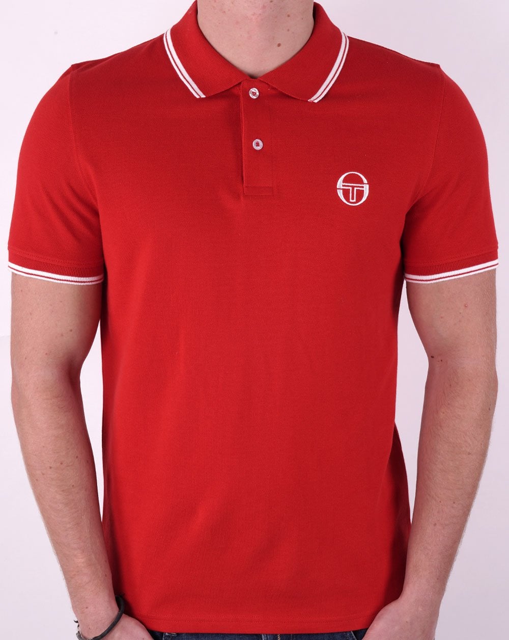 Sergio Tacchini Tipped Polo Shirt Dark Red/White