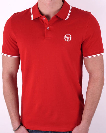 Sergio Tacchini Tipped Polo Shirt Dark Red/White