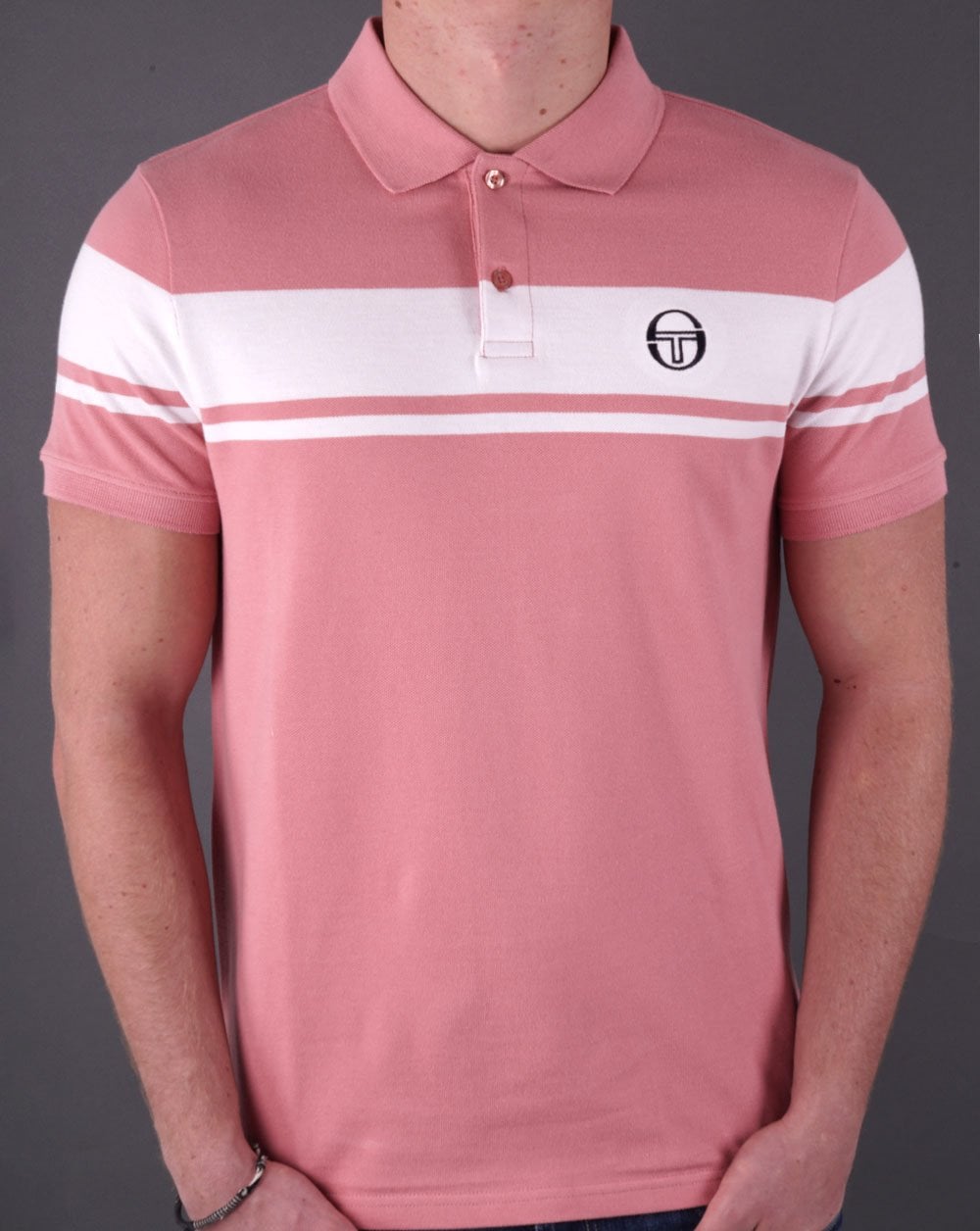 Sergio Tacchini Young Line Polo Shirt Deep Pink/White